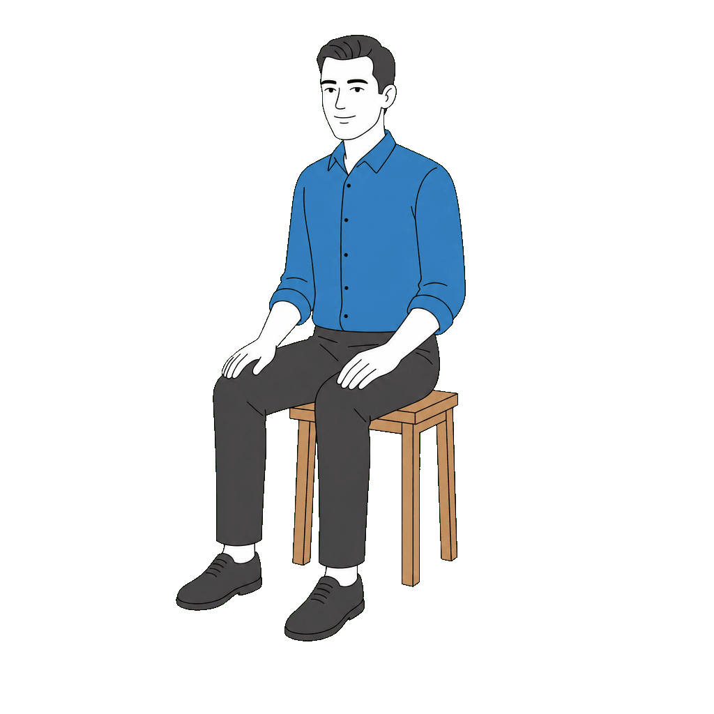 Kai sitting on a stool